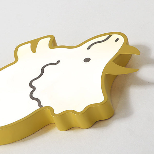 Contemporary Creative Kids Cartoon Rhino Iron Acrylic LED Flush Mount Ceiling Light For Bedroom
