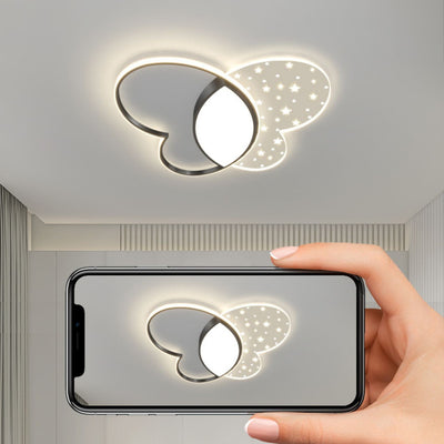 Luz de techo empotrada LED de acrílico y metal con diseño de mariposa creativa contemporánea para dormitorio 