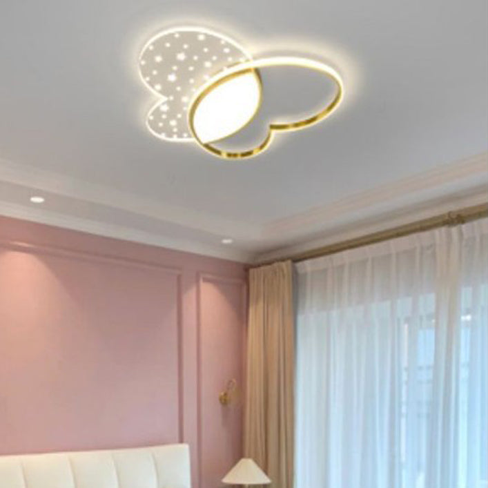 Luz de techo empotrada LED de acrílico y metal con diseño de mariposa creativa contemporánea para dormitorio 