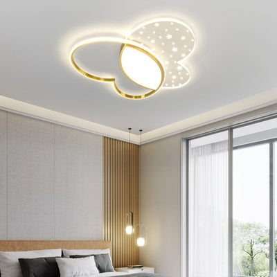Luz de techo empotrada LED de acrílico y metal con diseño de mariposa creativa contemporánea para dormitorio 