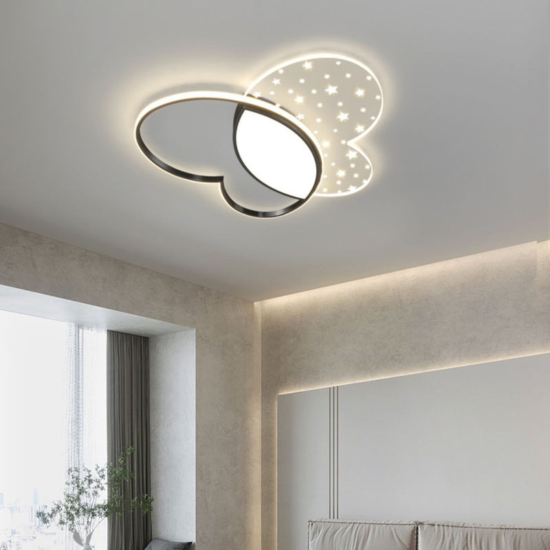 Luz de techo empotrada LED de acrílico y metal con diseño de mariposa creativa contemporánea para dormitorio 