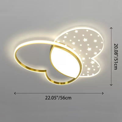 Luz de techo empotrada LED de acrílico y metal con diseño de mariposa creativa contemporánea para dormitorio 