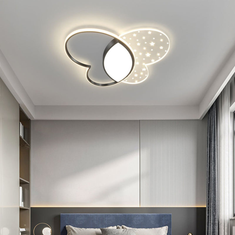 Luz de techo empotrada LED de acrílico y metal con diseño de mariposa creativa contemporánea para dormitorio 