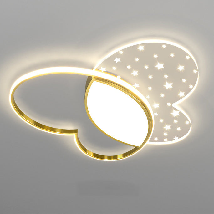 Luz de techo empotrada LED de acrílico y metal con diseño de mariposa creativa contemporánea para dormitorio 