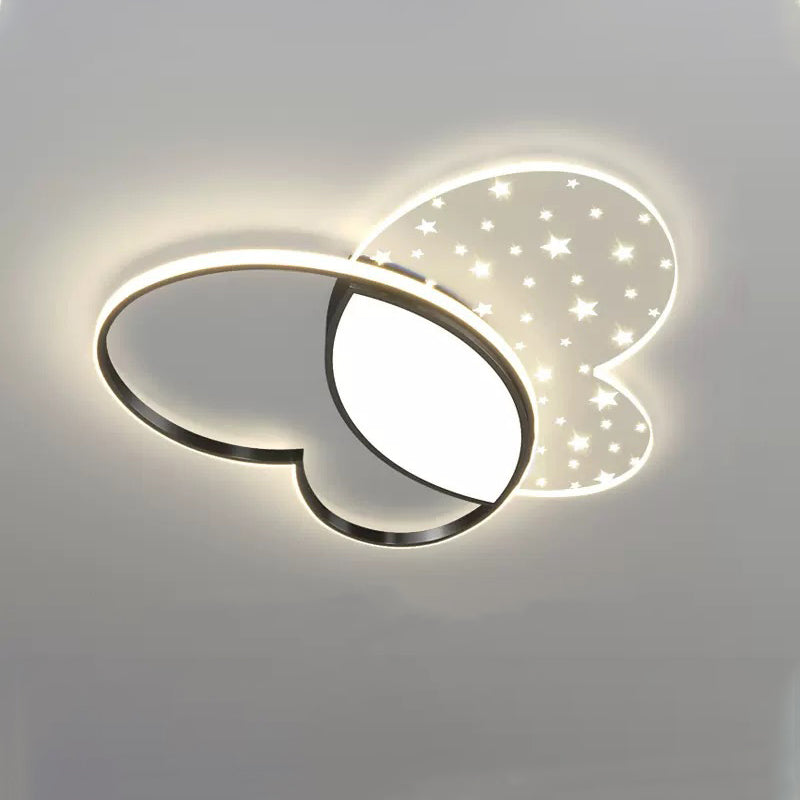 Luz de techo empotrada LED de acrílico y metal con diseño de mariposa creativa contemporánea para dormitorio 
