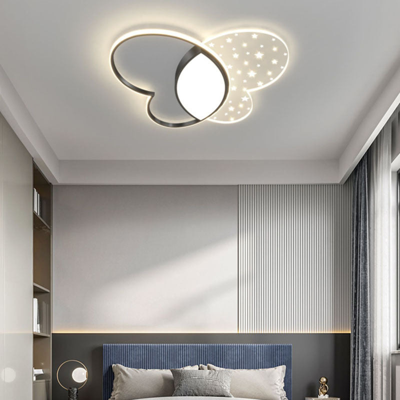 Luz de techo empotrada LED de acrílico y metal con diseño de mariposa creativa contemporánea para dormitorio 
