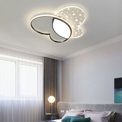 Luz de techo empotrada LED de acrílico y metal con diseño de mariposa creativa contemporánea para dormitorio 