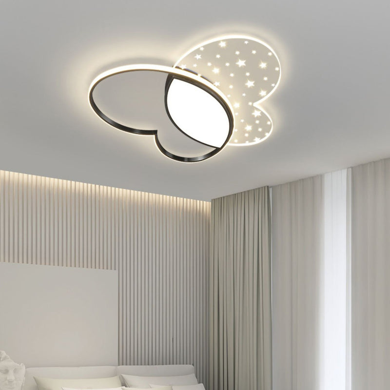 Luz de techo empotrada LED de acrílico y metal con diseño de mariposa creativa contemporánea para dormitorio 