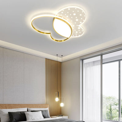 Luz de techo empotrada LED de acrílico y metal con diseño de mariposa creativa contemporánea para dormitorio 