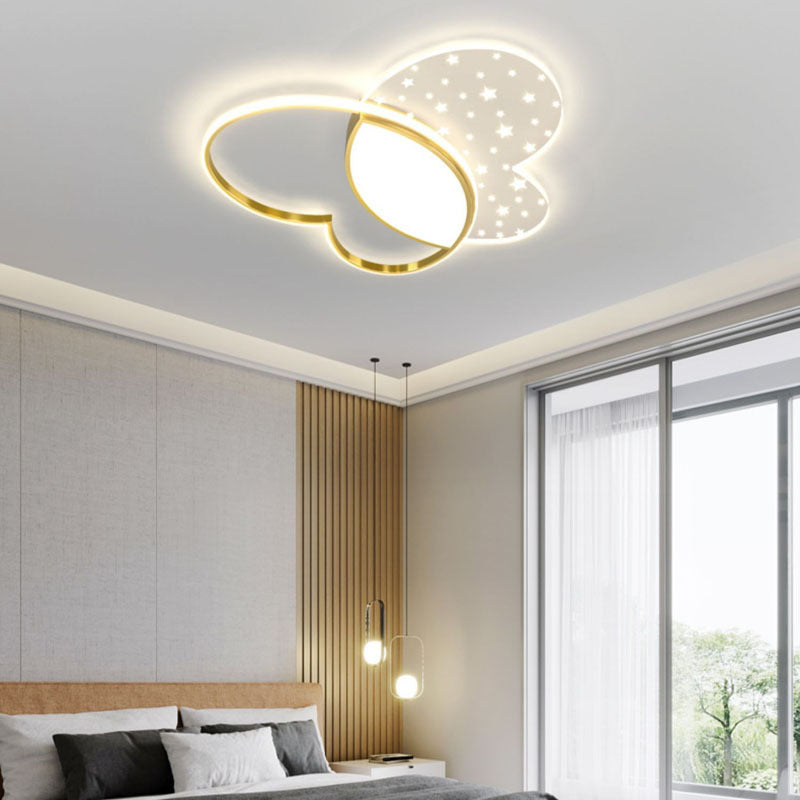 Luz de techo empotrada LED de acrílico y metal con diseño de mariposa creativa contemporánea para dormitorio 