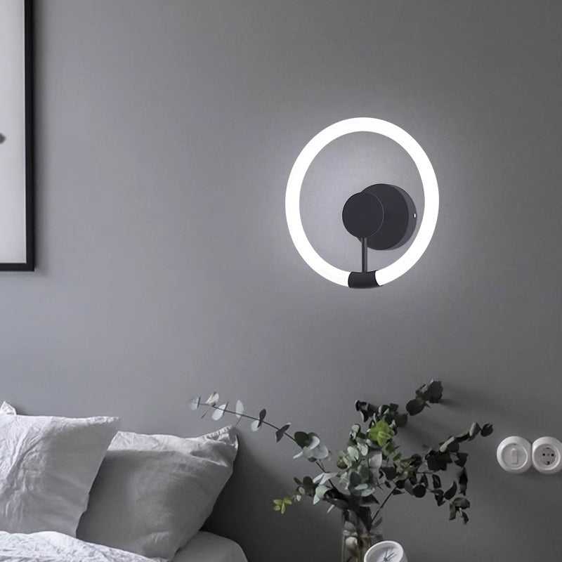 Contemporary Nordic Round Iron Acrylic LED Wall Sconce Lamp For Bedroom