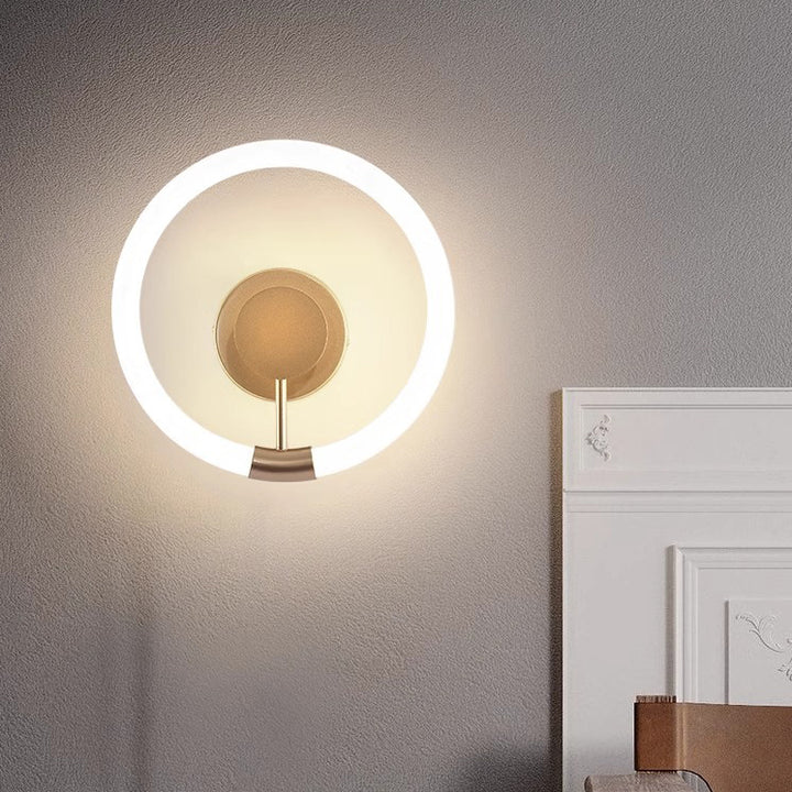 Contemporary Nordic Round Iron Acrylic LED Wall Sconce Lamp For Bedroom