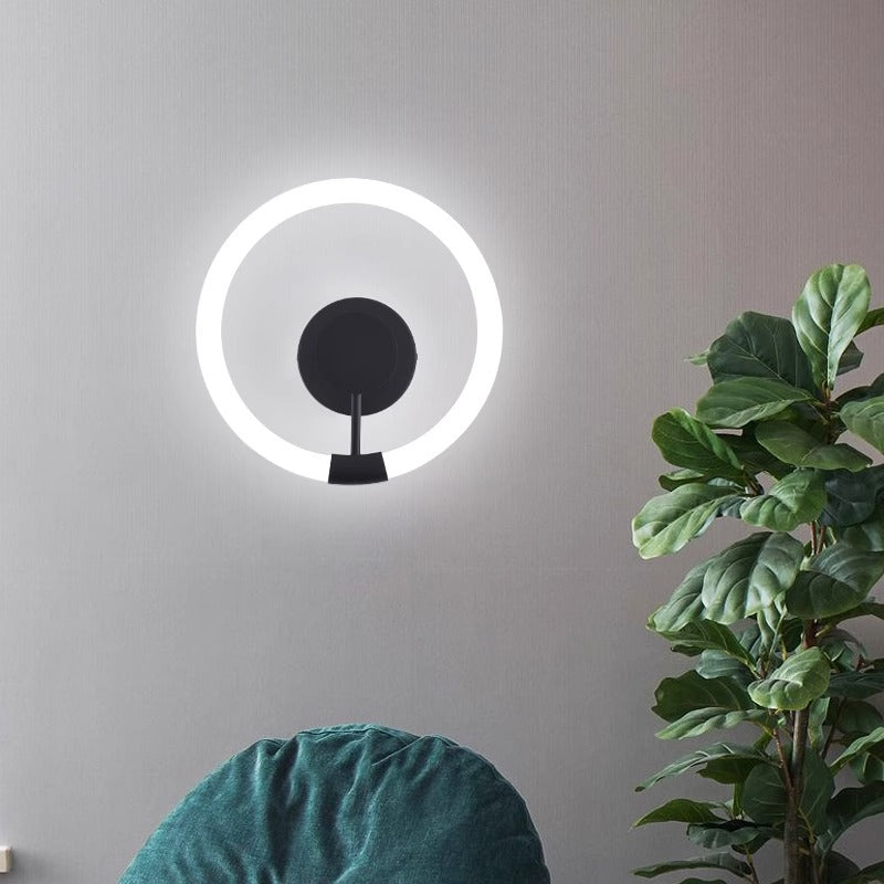 Contemporary Nordic Round Iron Acrylic LED Wall Sconce Lamp For Bedroom