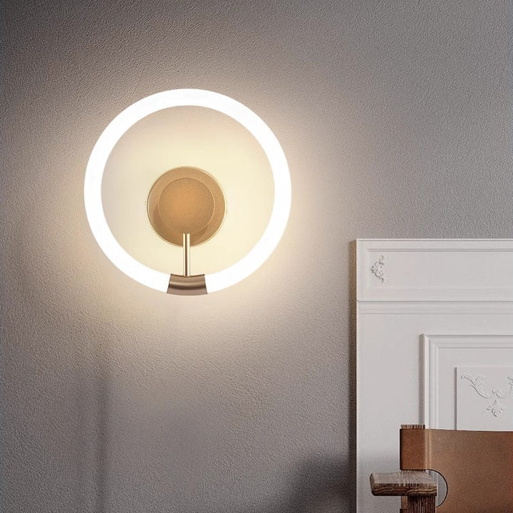 Contemporary Nordic Round Iron Acrylic LED Wall Sconce Lamp For Bedroom