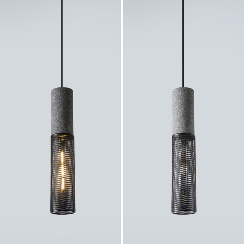 Contemporary Industrial Cylinder Metal Cement 1-Light Pendant Light For Living Room