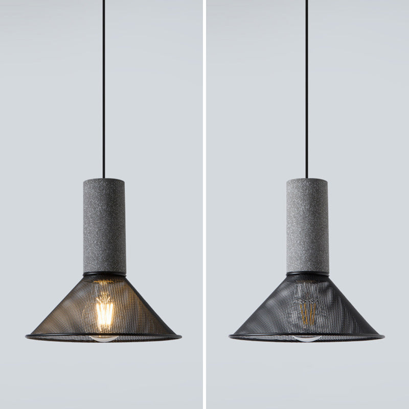Contemporary Industrial Cylinder Metal Cement 1-Light Pendant Light For Living Room