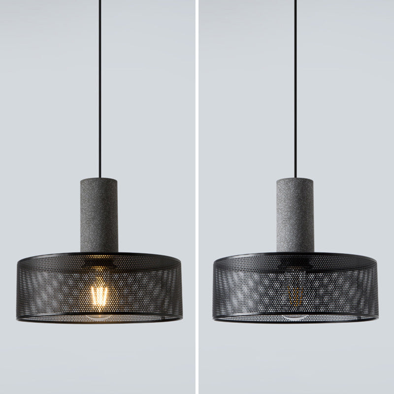 Contemporary Industrial Cylinder Metal Cement 1-Light Pendant Light For Living Room