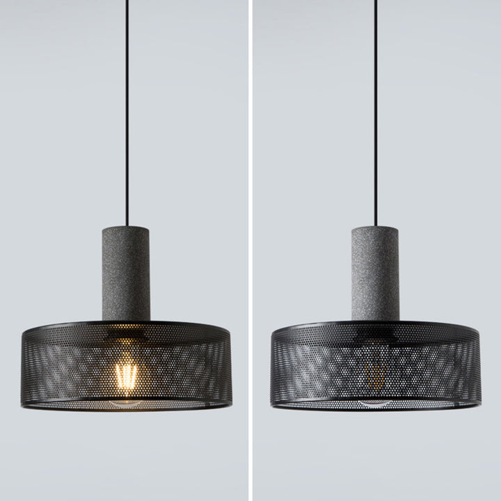 Contemporary Industrial Cylinder Metal Cement 1-Light Pendant Light For Living Room