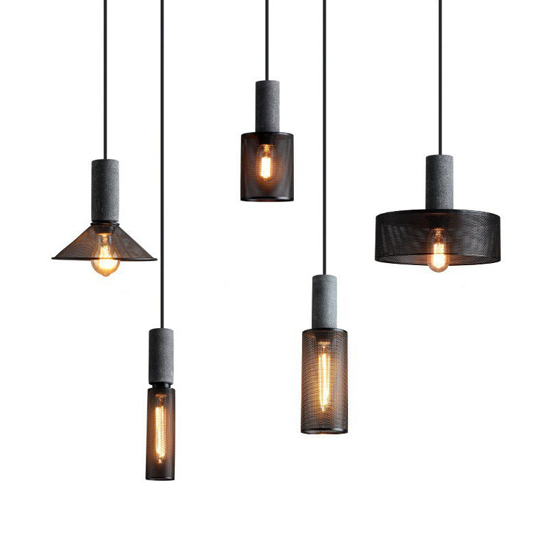 Contemporary Industrial Cylinder Metal Cement 1-Light Pendant Light For Living Room