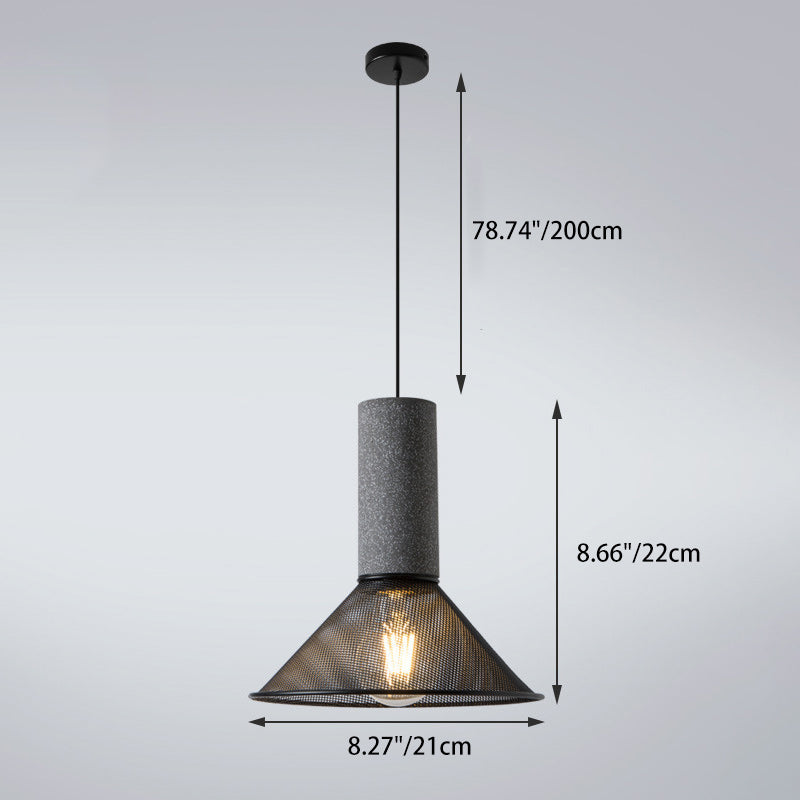 Contemporary Industrial Cylinder Metal Cement 1-Light Pendant Light For Living Room