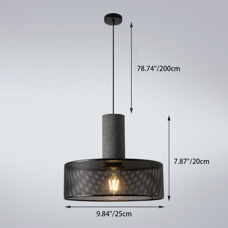 Contemporary Industrial Cylinder Metal Cement 1-Light Pendant Light For Living Room