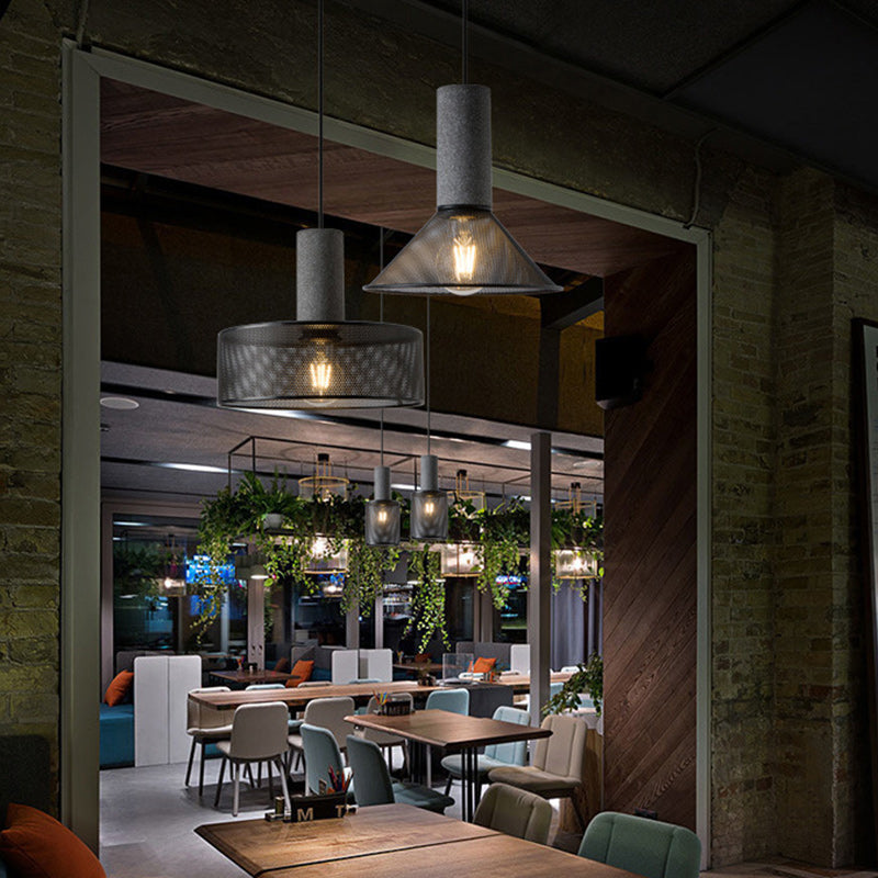 Contemporary Industrial Cylinder Metal Cement 1-Light Pendant Light For Living Room