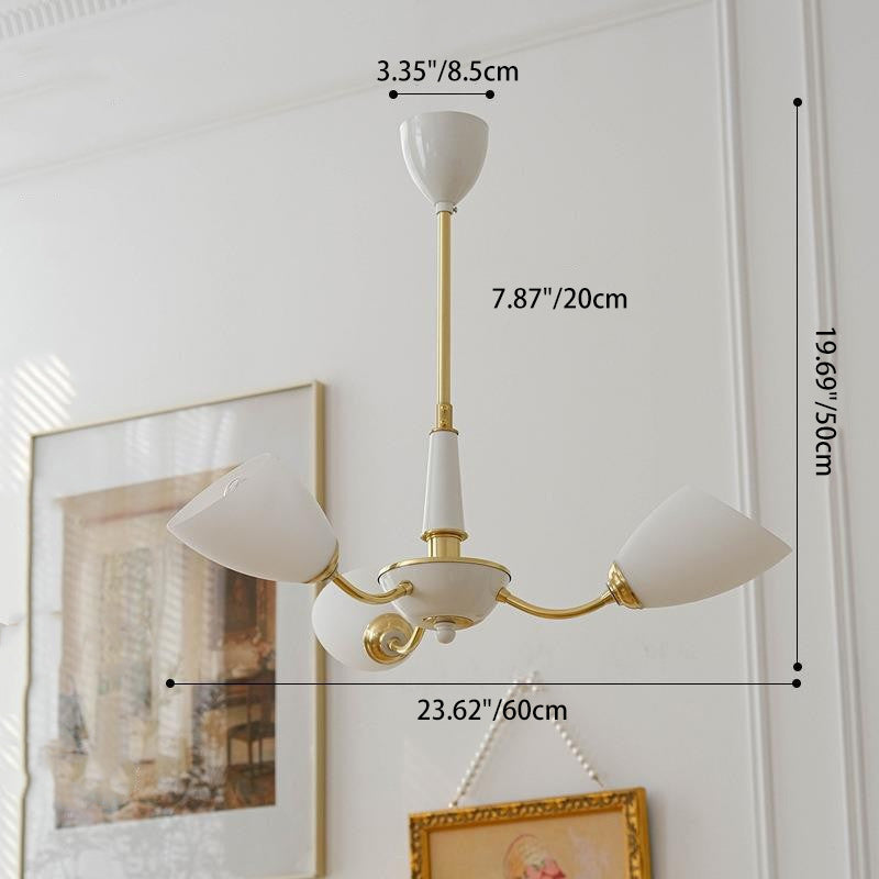 Traditional Vintage Oval Glass Brass 3/5 Light Chandelier For Living Room