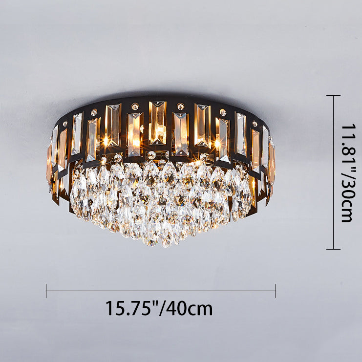 Modern Luxury Round Crystal Metal 3/5/8 Light Flush Mount Ceiling Light For Living Room