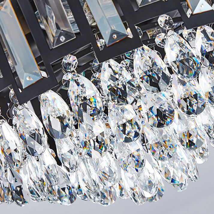 Modern Luxury Round Crystal Metal 3/5/8 Light Flush Mount Ceiling Light For Living Room