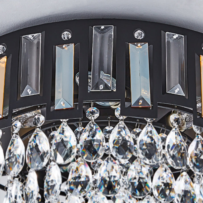 Modern Luxury Round Crystal Metal 3/5/8 Light Flush Mount Ceiling Light For Living Room