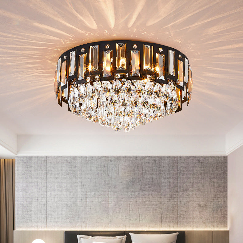 Modern Luxury Round Crystal Metal 3/5/8 Light Flush Mount Ceiling Light For Living Room