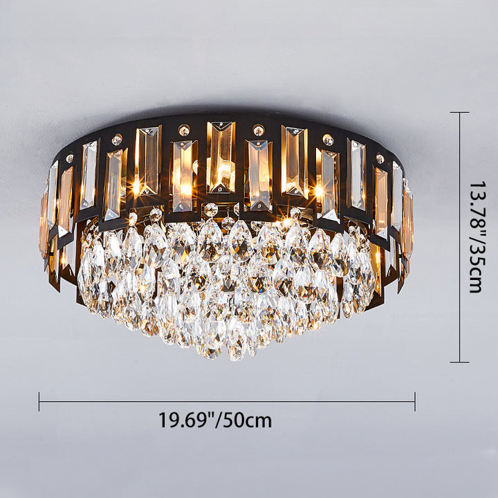 Modern Luxury Round Crystal Metal 3/5/8 Light Flush Mount Ceiling Light For Living Room