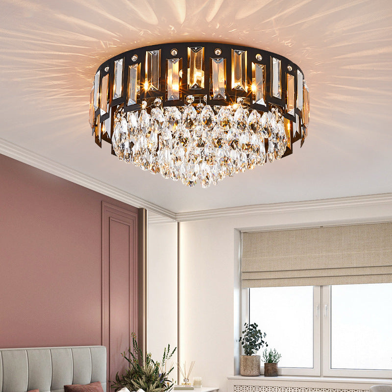 Modern Luxury Round Crystal Metal 3/5/8 Light Flush Mount Ceiling Light For Living Room
