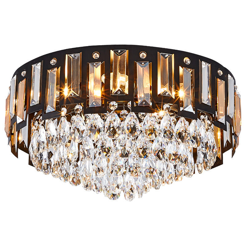 Modern Luxury Round Crystal Metal 3/5/8 Light Flush Mount Ceiling Light For Living Room