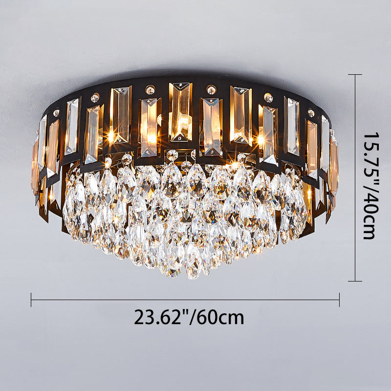 Modern Luxury Round Crystal Metal 3/5/8 Light Flush Mount Ceiling Light For Living Room