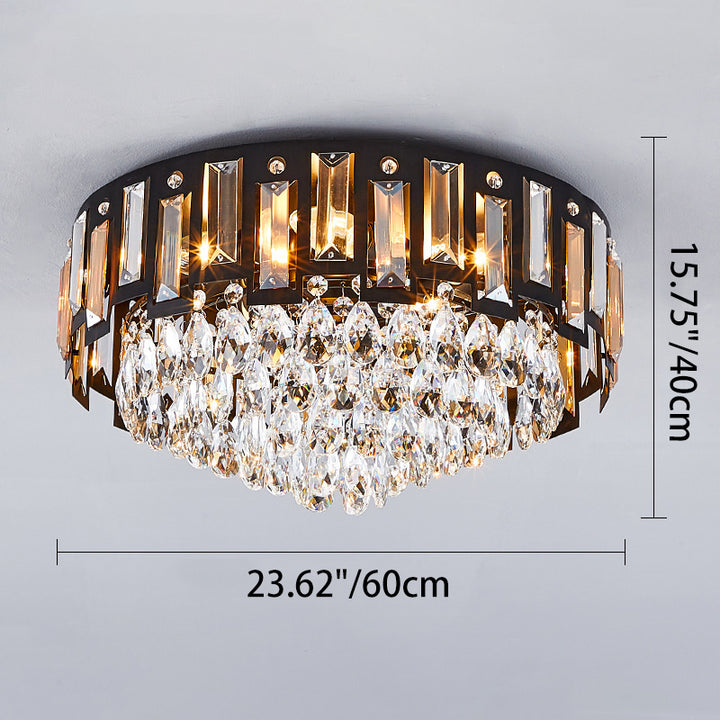 Modern Luxury Round Crystal Metal 3/5/8 Light Flush Mount Ceiling Light For Living Room