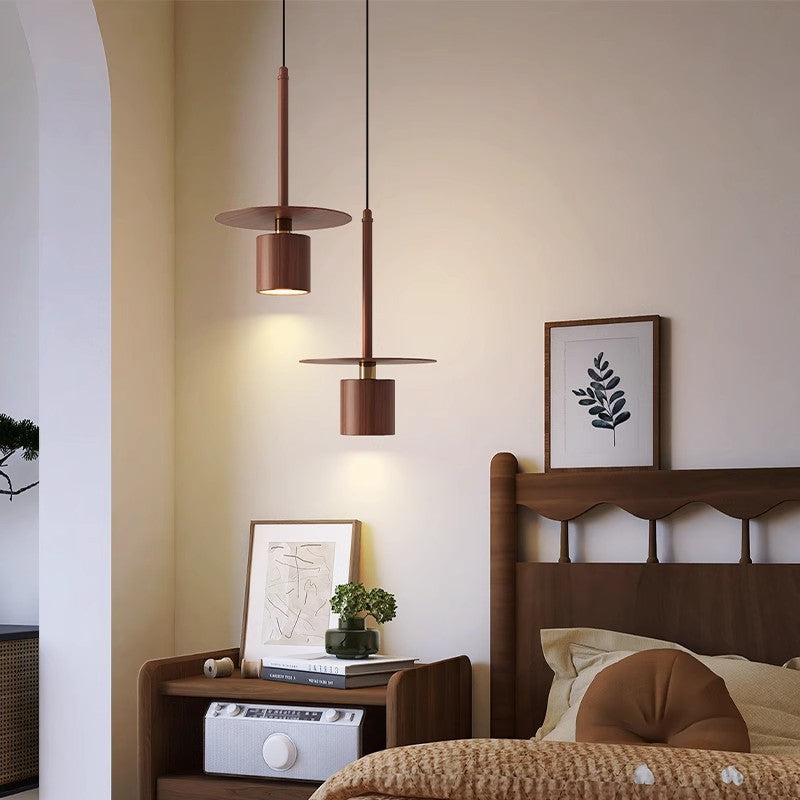 Lámpara colgante LED de hierro cilíndrico chino tradicional para dormitorio 