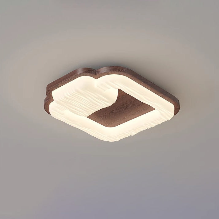 Plafonnier LED encastré rond en bois de caoutchouc vintage traditionnel pour salon 
