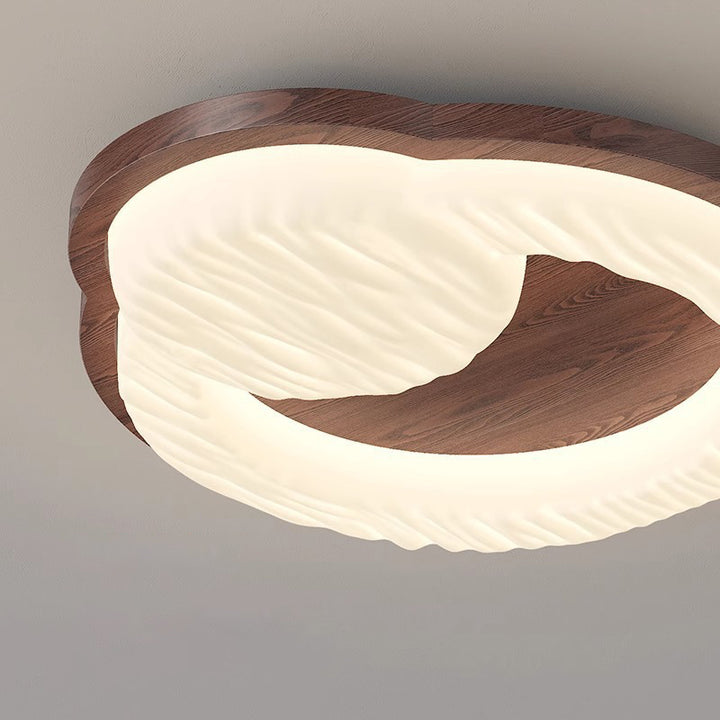 Plafonnier LED encastré rond en bois de caoutchouc vintage traditionnel pour salon 