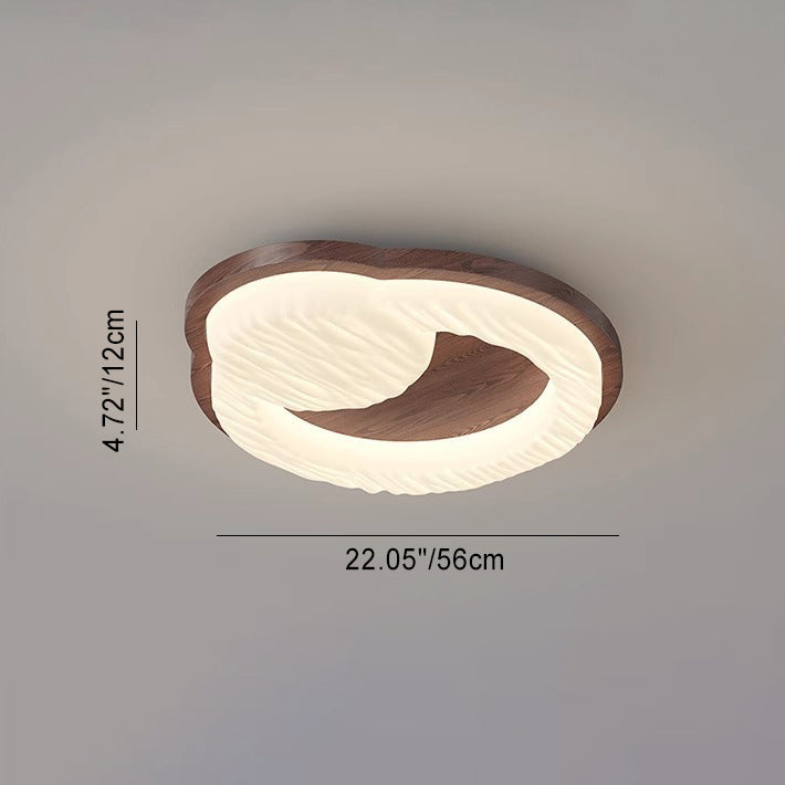Plafonnier LED encastré rond en bois de caoutchouc vintage traditionnel pour salon 