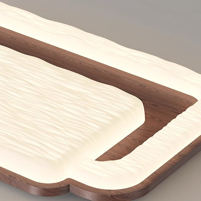 Plafonnier LED encastré rond en bois de caoutchouc vintage traditionnel pour salon 