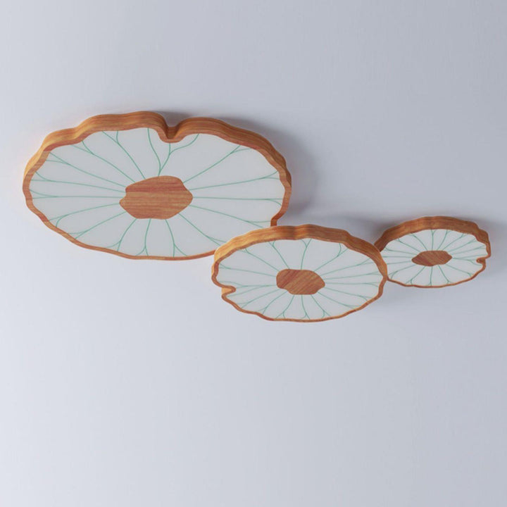 Traditionelle chinesische Deckenleuchte mit Lotusblatt aus rundem Eisen und Acryl LED für das Wohnzimmer 