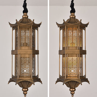 Traditional Chinese Palace Metal 1-Light Pendant Light For Hallway