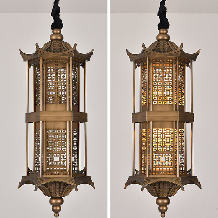 Traditional Chinese Palace Metal 1-Light Pendant Light For Hallway