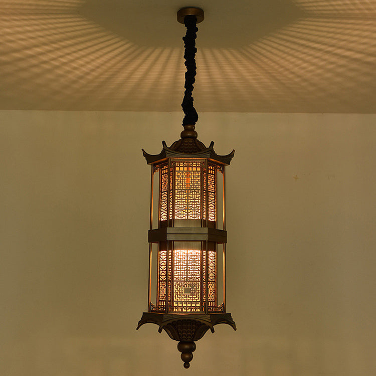 Traditional Chinese Palace Metal 1-Light Pendant Light For Hallway