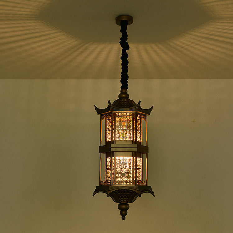 Traditional Chinese Palace Metal 1-Light Pendant Light For Hallway