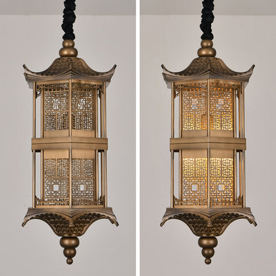 Traditional Chinese Palace Metal 1-Light Pendant Light For Hallway