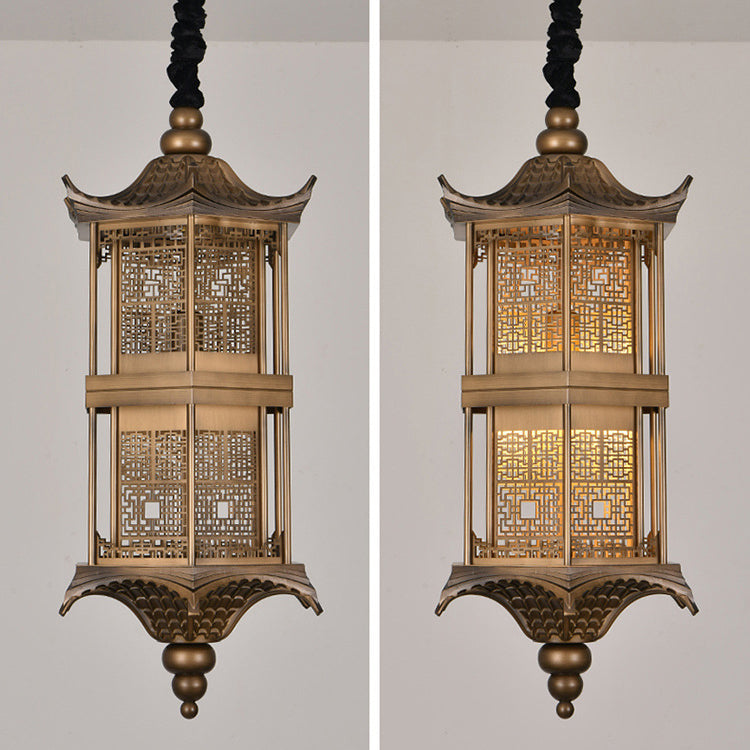 Traditional Chinese Palace Metal 1-Light Pendant Light For Hallway