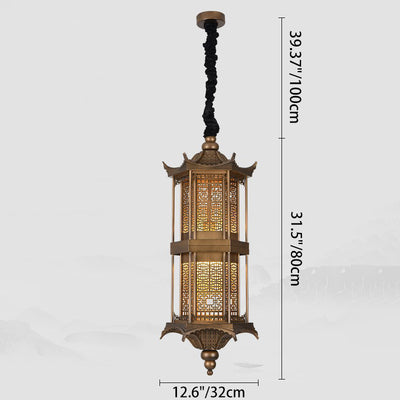 Traditional Chinese Palace Metal 1-Light Pendant Light For Hallway
