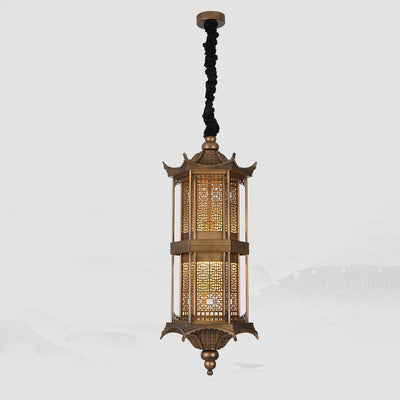 Traditional Chinese Palace Metal 1-Light Pendant Light For Hallway